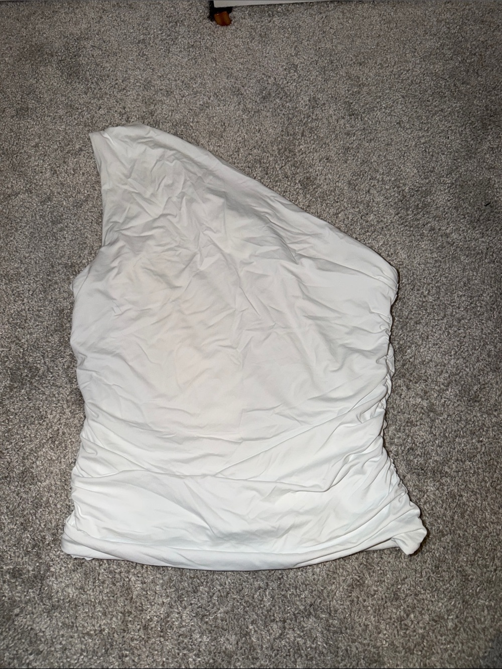 White fox One-Shoulder White Ruched Top